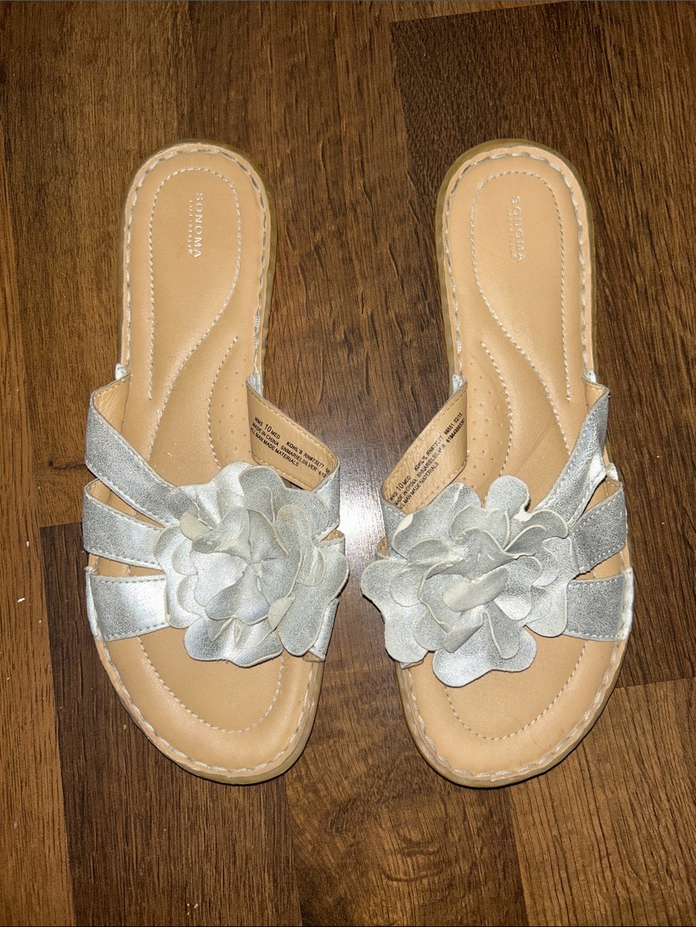 Sonoma Silver Floral Slide Sandals for Women